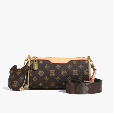 PVC人工皮革製ボストンピロー型レディースバッグ